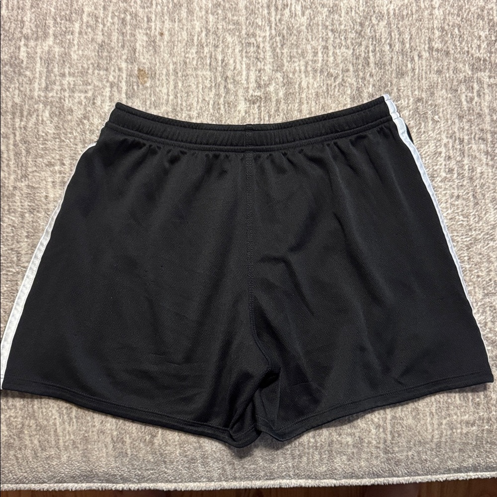 Adidas Girls Youth Active Shorts Running Track Black White 3 Stripe XL 16 - Picture 4 of 5